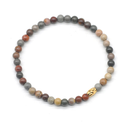 CGB780 Polychrome Jasper Beaded Stretch Bracelet Round 4mm