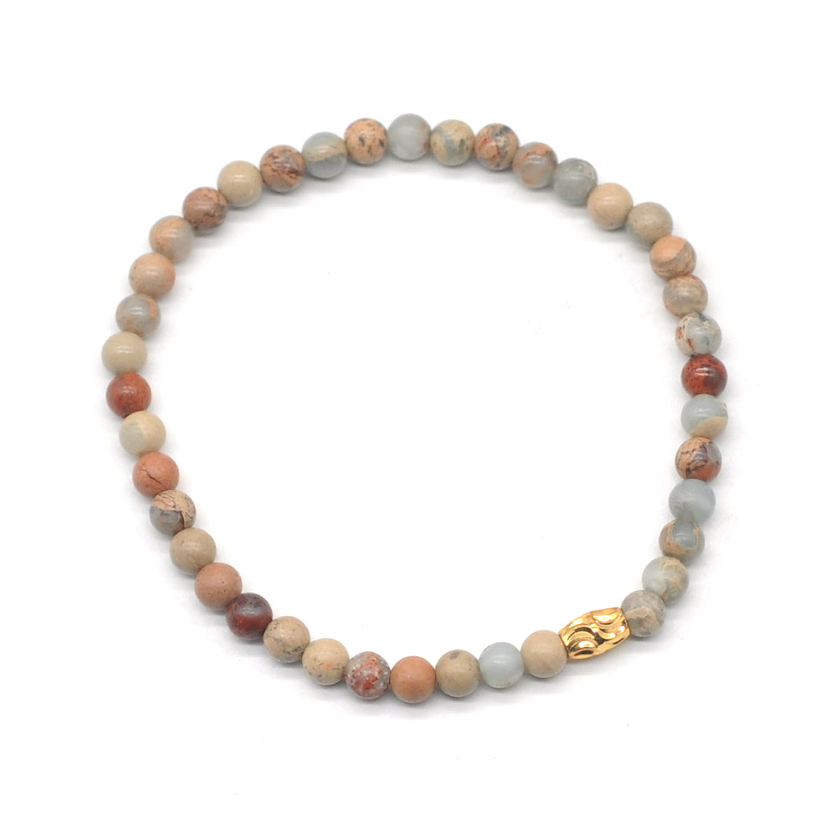 CGB781 Serpentine Jasper Beaded Stretch Bracelet Round 4mm