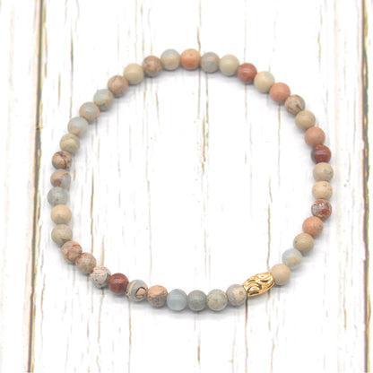 CGB781 Serpentine Jasper Beaded Stretch Bracelet Round 4mm