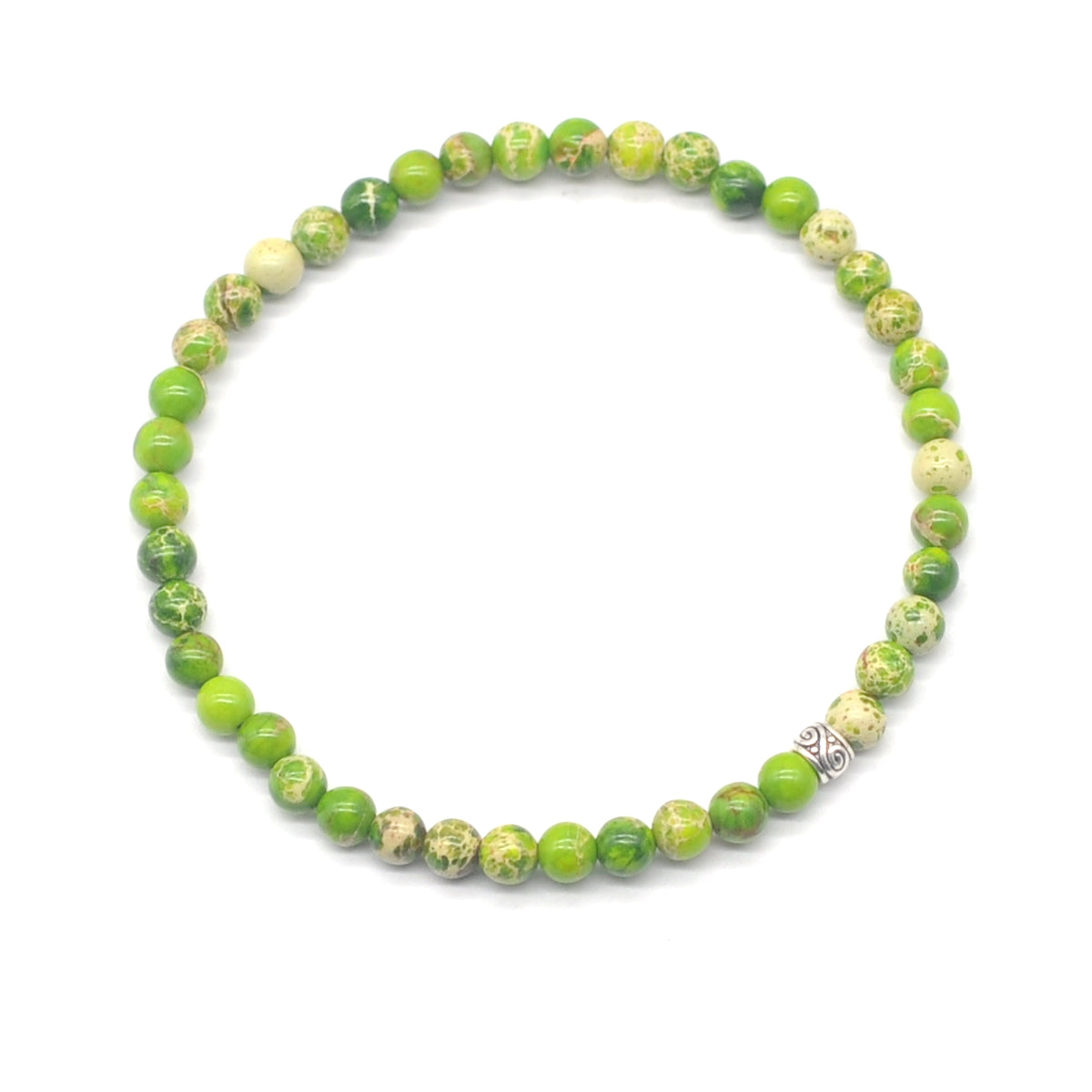 CGB782 Green Sea Sediment Jasper Beaded Stretch Bracelet Round 4mm