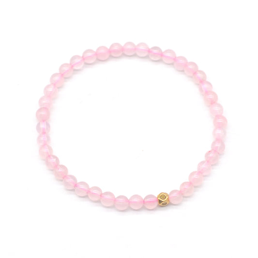 CGB787 Rose Quartz Beaded Stretch Bracelet Round 4mm