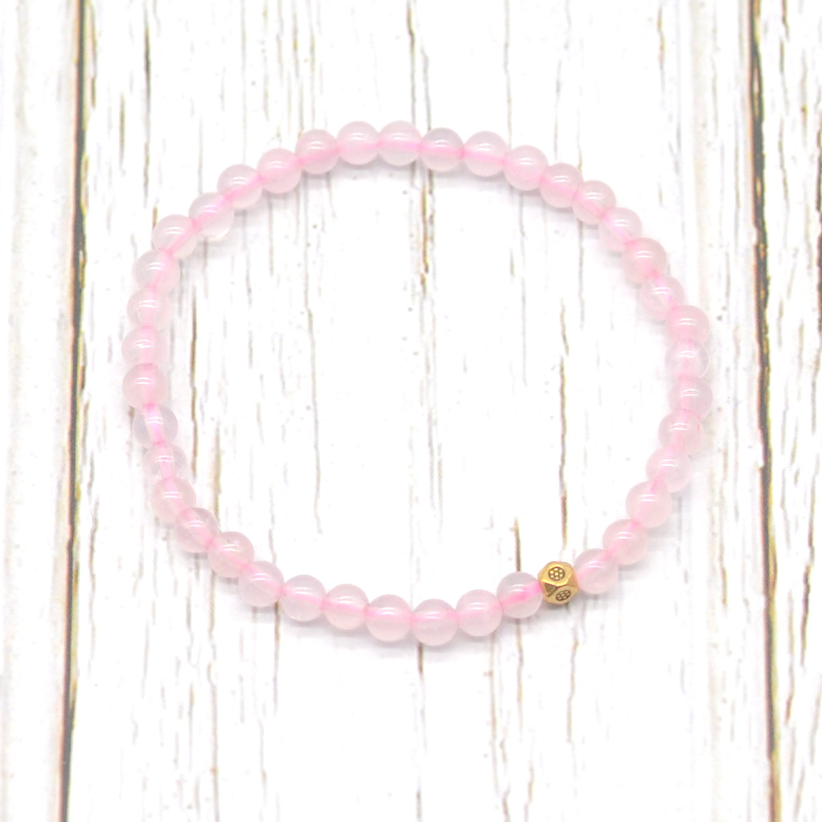 CGB787 Rose Quartz Beaded Stretch Bracelet Round 4mm