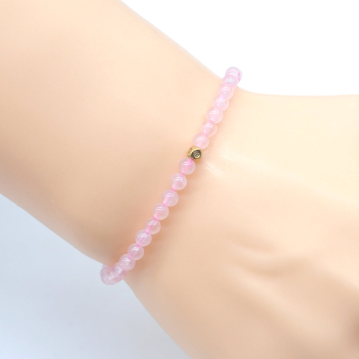 CGB787 Rose Quartz Beaded Stretch Bracelet Round 4mm