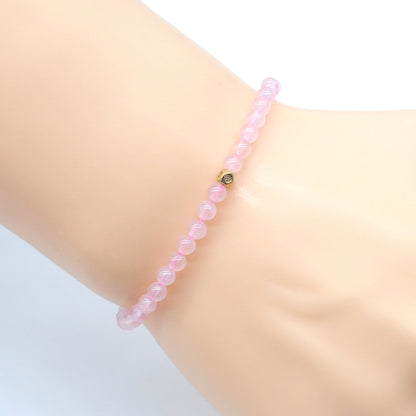 CGB787 Rose Quartz Beaded Stretch Bracelet Round 4mm