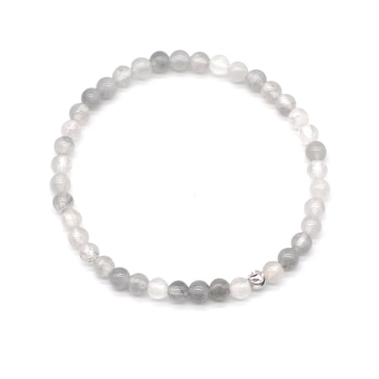 CGB788 Cloudy Quartz Beaded Stretch Bracelet Round 4mm