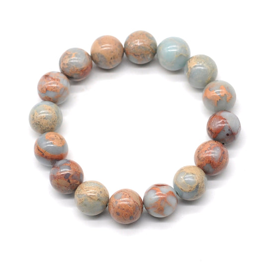 CGB79 Serpentine Jasper Beads Stretch Bracelet Smooth Round 10mm 12mm