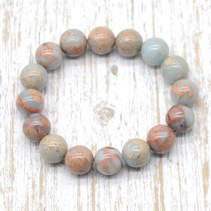 CGB79 Serpentine Jasper Beads Stretch Bracelet Smooth Round 10mm 12mm