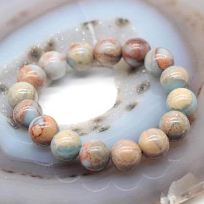 CGB79 Serpentine Jasper Beads Stretch Bracelet Smooth Round 10mm 12mm