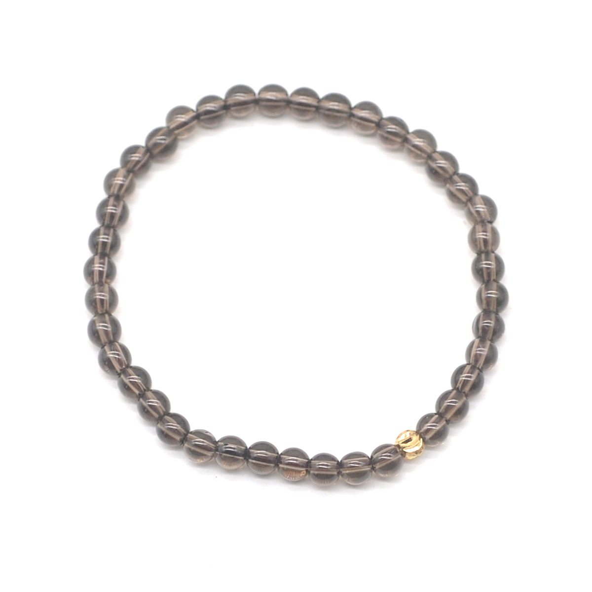 CGB790 Smoky Quartz Beaded Stretch Bracelet Round 4mm