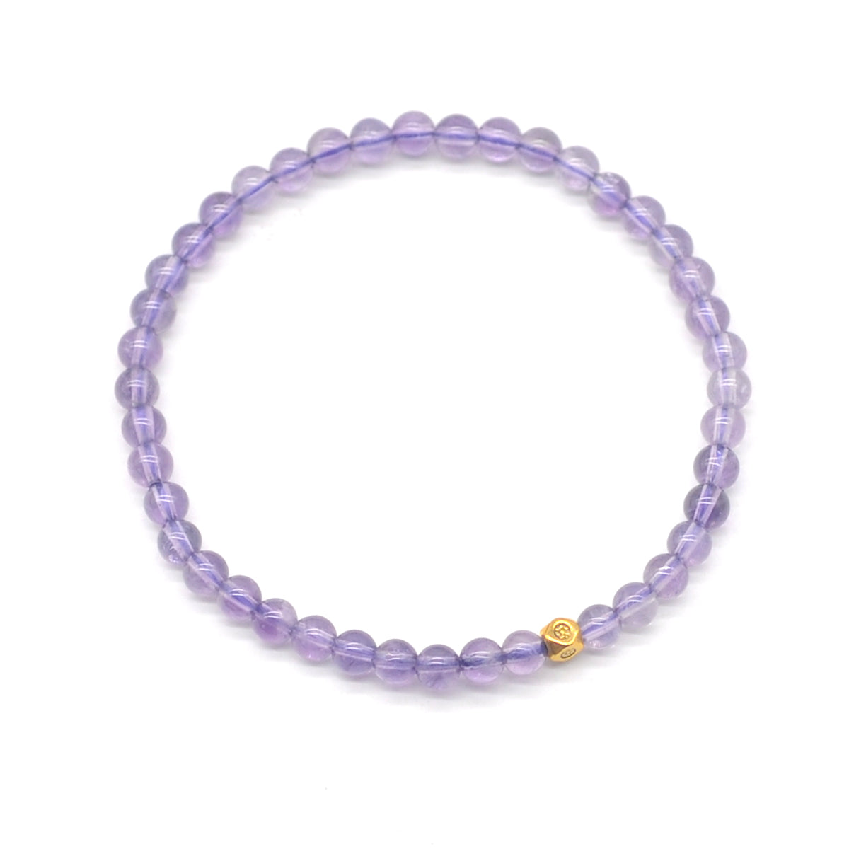 CGB791 Light Amethyst Beaded Stretch Bracelet Round 4mm