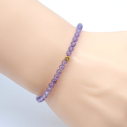 CGB791 Light Amethyst Beaded Stretch Bracelet Round 4mm