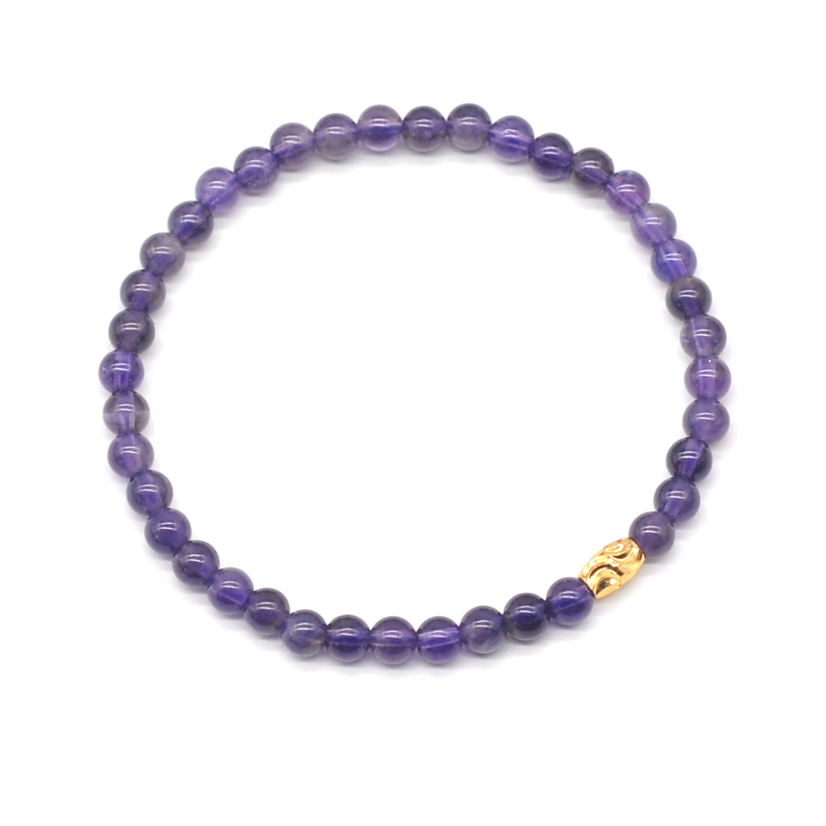 CGB792 Dark Amethyst Beaded Stretch Bracelet Round 4mm