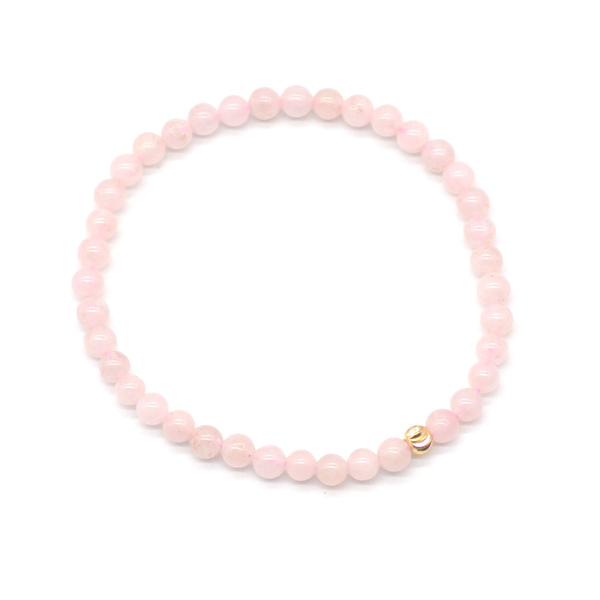 CGB793 Pink Morganite Beaded Stretch Bracelet Round 4mm