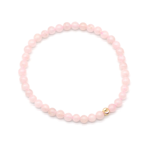 CGB793 Pink Morganite Beaded Stretch Bracelet Round 4mm