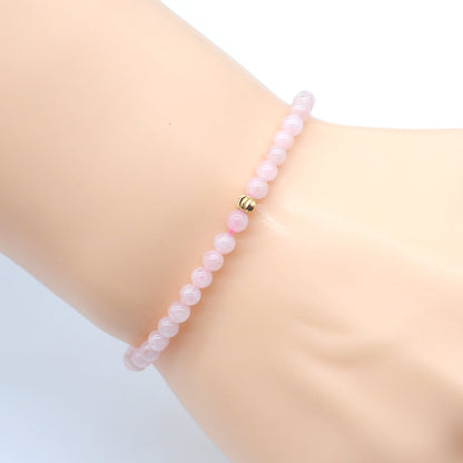 CGB793 Pink Morganite Beaded Stretch Bracelet Round 4mm