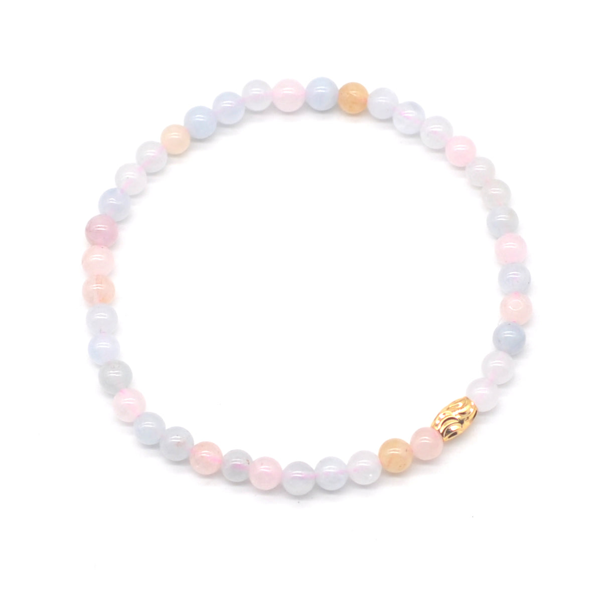 CGB794 Morganite Gemstone Beaded Stretch Bracelet Round 4mm