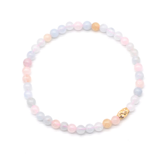 CGB794 Morganite Gemstone Beaded Stretch Bracelet Round 4mm