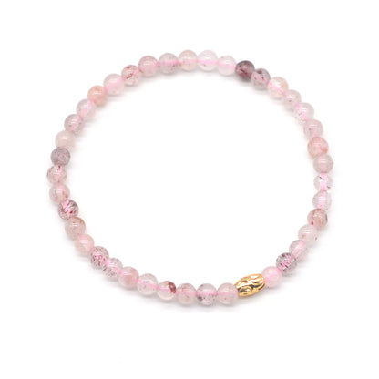 CGB795 Strawberry Quartz Beaded Stretch Bracelet Round 4mm