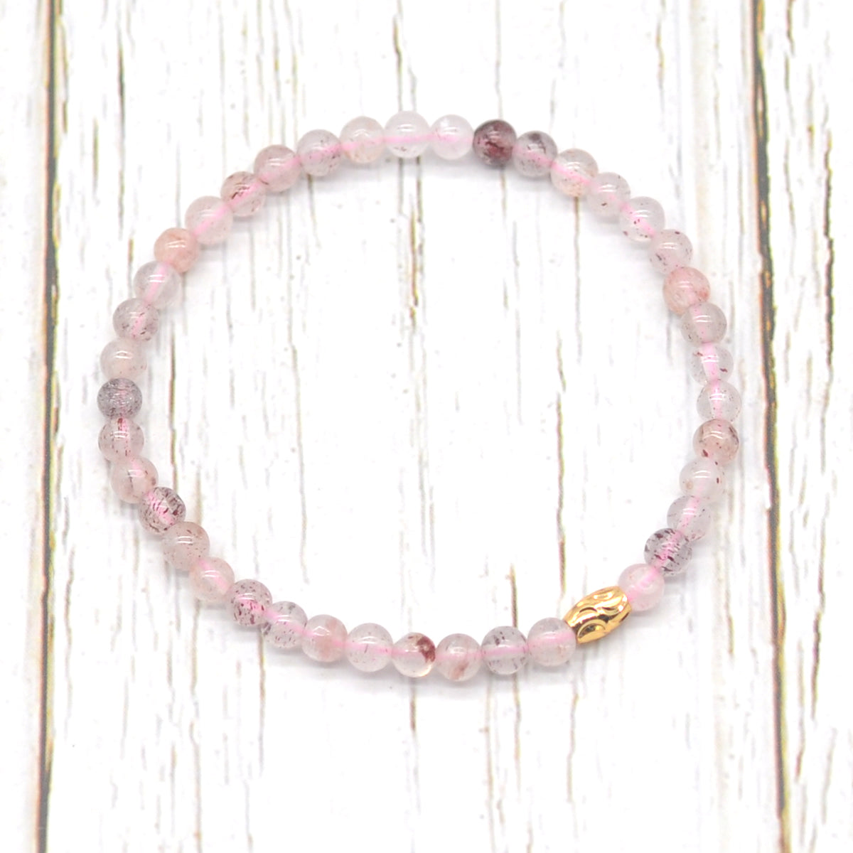 CGB795 Strawberry Quartz Beaded Stretch Bracelet Round 4mm