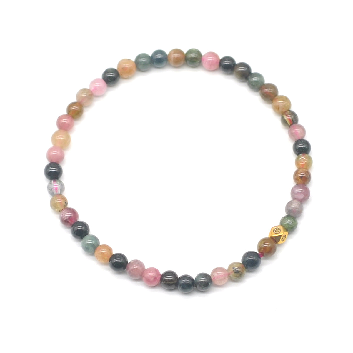 CGB796 Tourmaline Gemstone Beaded Stretch Bracelet Round 4mm