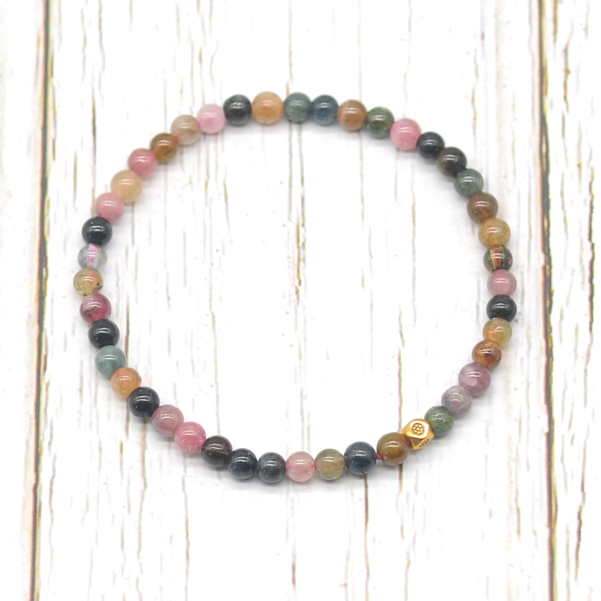 CGB796 Tourmaline Gemstone Beaded Stretch Bracelet Round 4mm