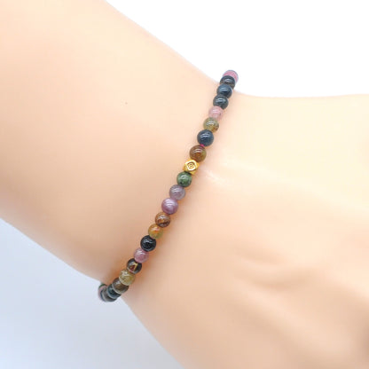 CGB796 Tourmaline Gemstone Beaded Stretch Bracelet Round 4mm