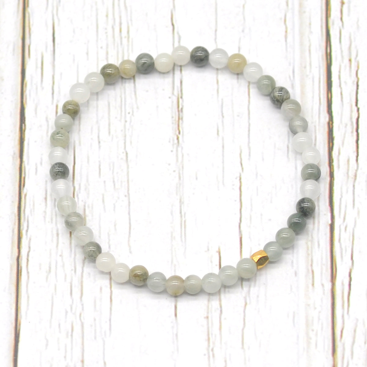 CGB797 Seaweed Quartz Beaded Stretch Bracelet Round 4mm