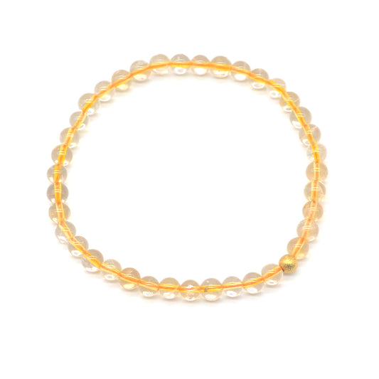 CGB798 Citrine Gemstone Beaded Stretch Bracelet Round 4mm