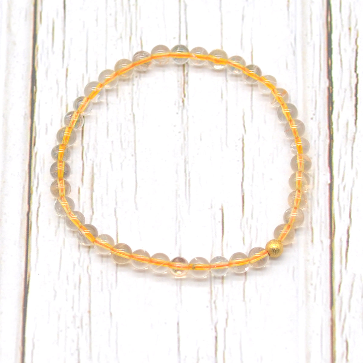 CGB798 Citrine Gemstone Beaded Stretch Bracelet Round 4mm