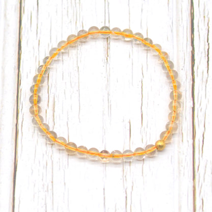 CGB798 Citrine Gemstone Beaded Stretch Bracelet Round 4mm