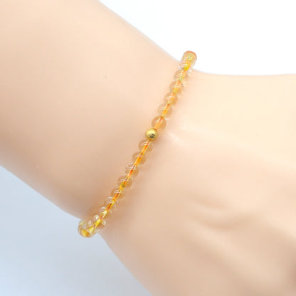 CGB798 Citrine Gemstone Beaded Stretch Bracelet Round 4mm