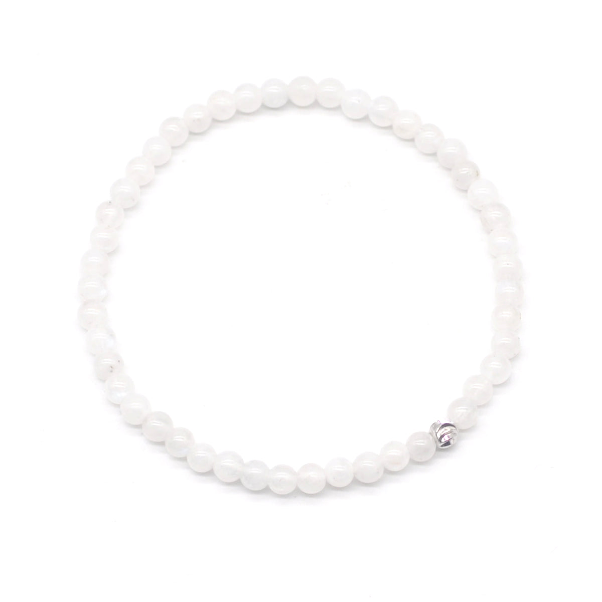 CGB801 White Moonstone Beaded Stretch Bracelet Round 4mm