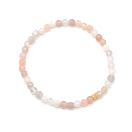 CGB803 Rainbow Moonstone Beaded Stretch Bracelet Round 4mm