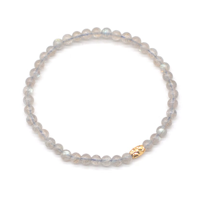 CGB804 Grey Moonstone Beaded Stretch Bracelet Round 4mm