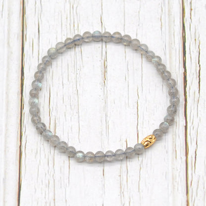 CGB805 Labradorite Gemstone Beaded Stretch Bracelet Round 4mm