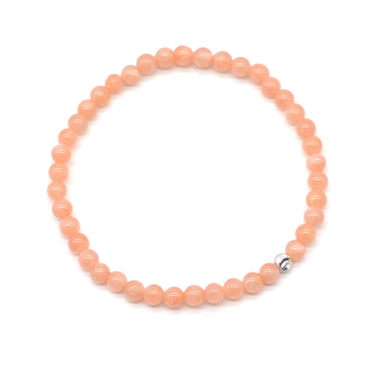 CGB806 Sunstone Gemstone Beaded Stretch Bracelet Round 4mm