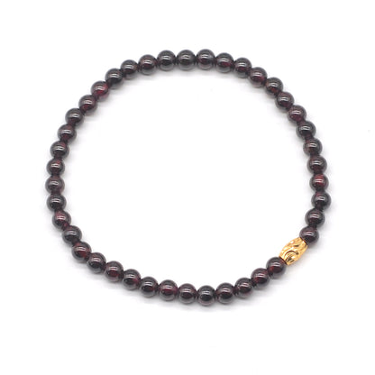 CGB808 Garnet Gemstone Beaded Stretch Bracelet Round 4mm