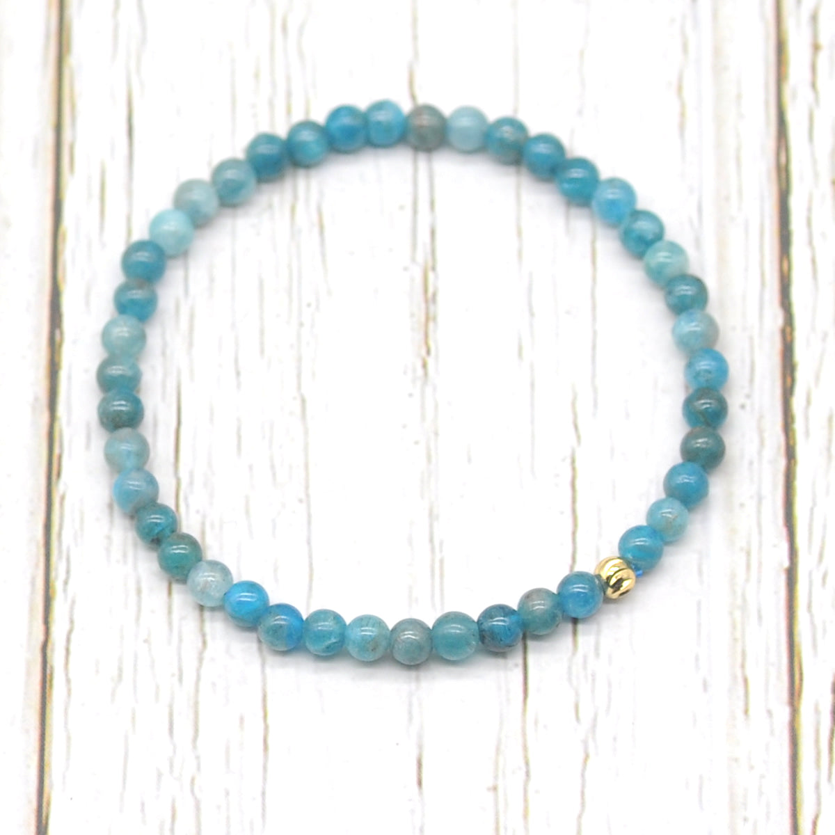 CGB809 Apatite Gemstone Beaded Stretch Bracelet Round 4mm