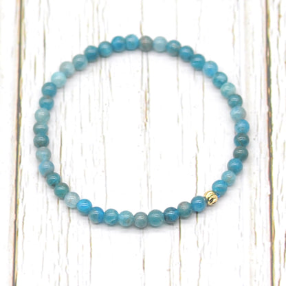 CGB809 Apatite Gemstone Beaded Stretch Bracelet Round 4mm