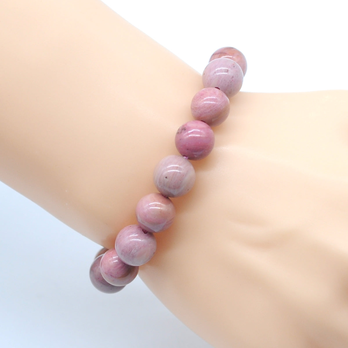 CGB81 Pink Wood Jasper Beads Stretch Bracelet Smooth Round 10mm 12mm