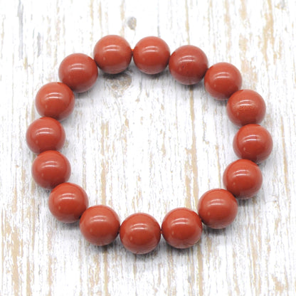 CGB82 Red Jasper Beads Stretch Bracelet Smooth Round 10mm 12mm