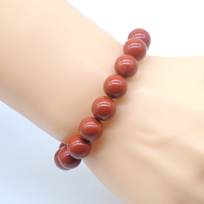 CGB82 Red Jasper Beads Stretch Bracelet Smooth Round 10mm 12mm