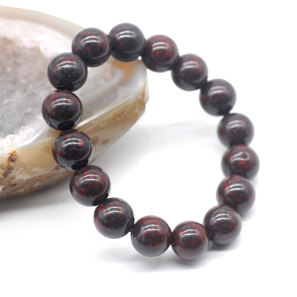 CGB83 Brecciated Jasper Beads Stretch Bracelet Smooth Round 10mm 12mm