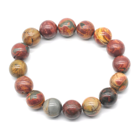 CGB84 Picasso Jasper Beads Stretch Bracelet Smooth Round 10mm 12mm