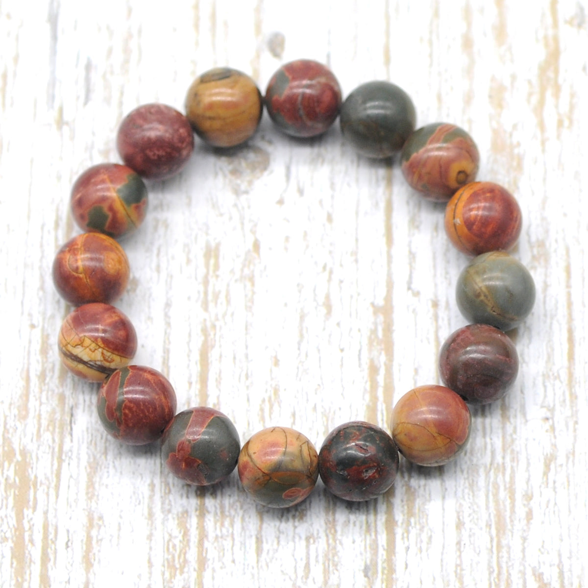 CGB84 Picasso Jasper Beads Stretch Bracelet Smooth Round 10mm 12mm