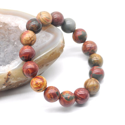 CGB84 Picasso Jasper Beads Stretch Bracelet Smooth Round 10mm 12mm