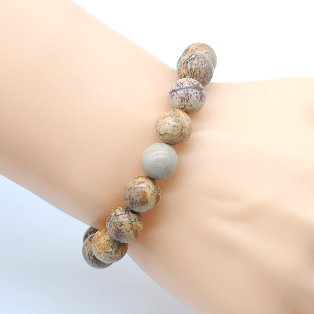 CGB86 Picture Jasper Beads Stretch Bracelet Smooth Round 10mm 12mm