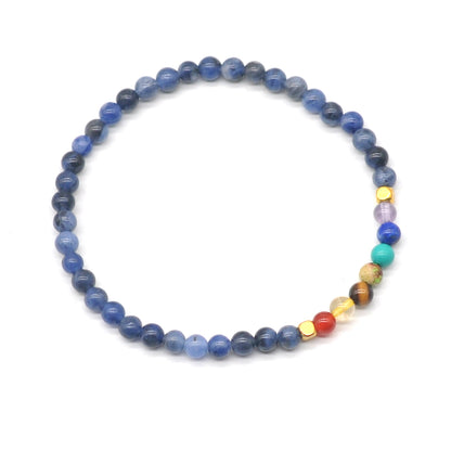 CGB862 Sodalite With 7 Chakra Beaded Stretch Bracelet Round 4mm