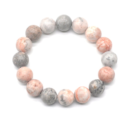 CGB88 Pink Zebra Jasper Beads Stretch Bracelet Smooth Round 10mm 12mm