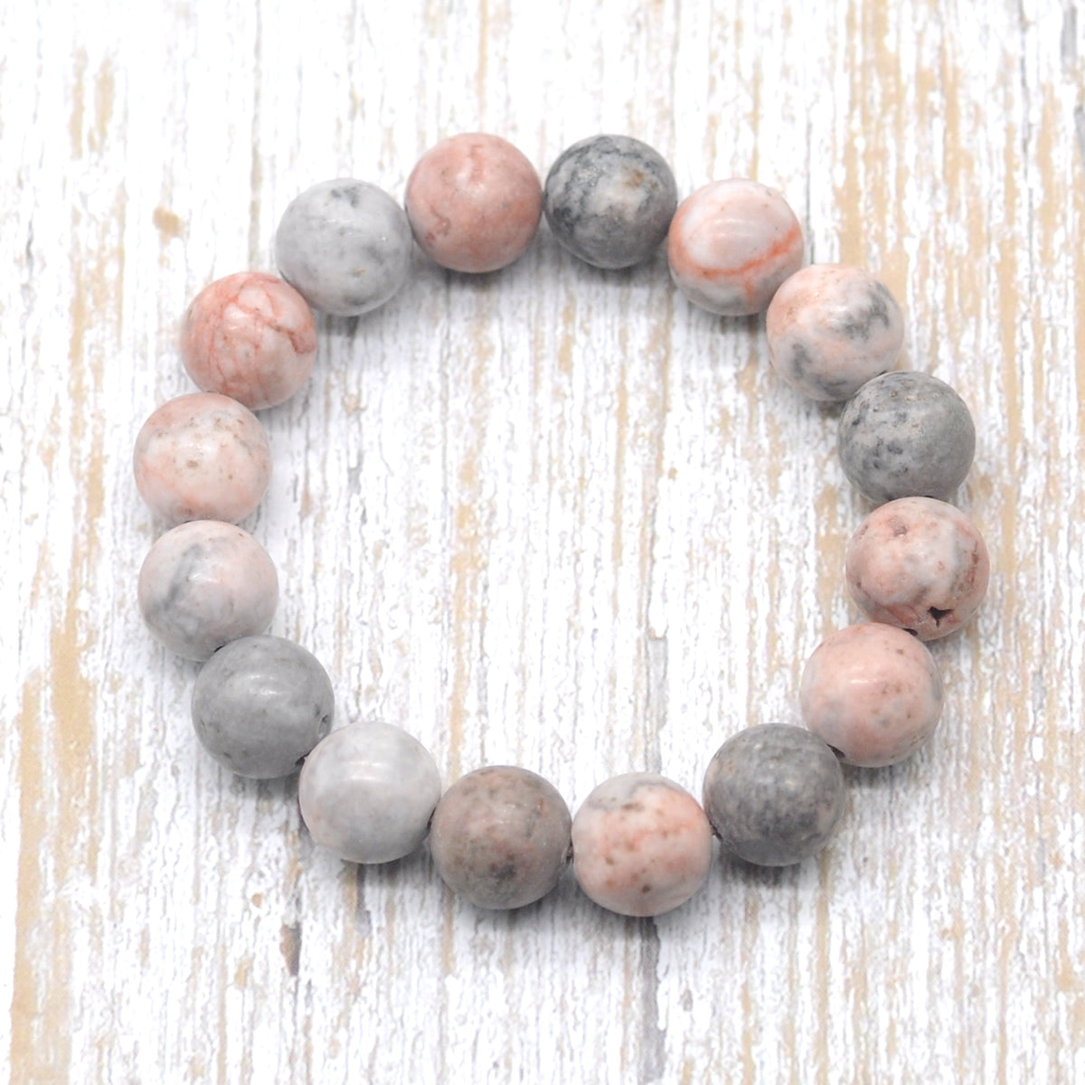 CGB88 Pink Zebra Jasper Beads Stretch Bracelet Smooth Round 10mm 12mm